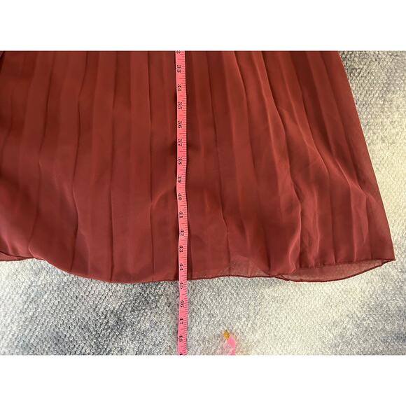 ASOS Design Burgundy Halter Tie Neck Above Knee Pleated Dress Size 8 Medium - Picture 9 of 13